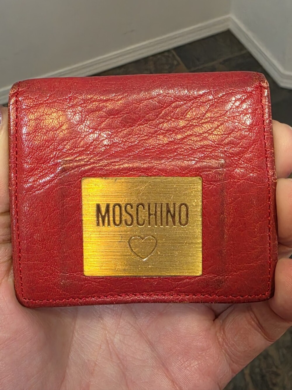 Vintage Moschino Leather Mini Coin Case in Rosso